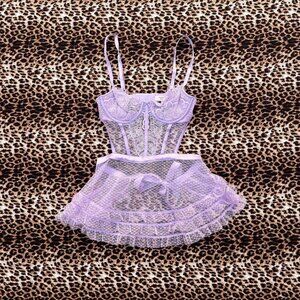 Victoria Secret lavender lace apron teddy